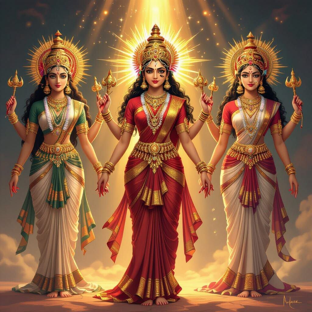 Nine Forms of Goddess Durga Mata Digital Art