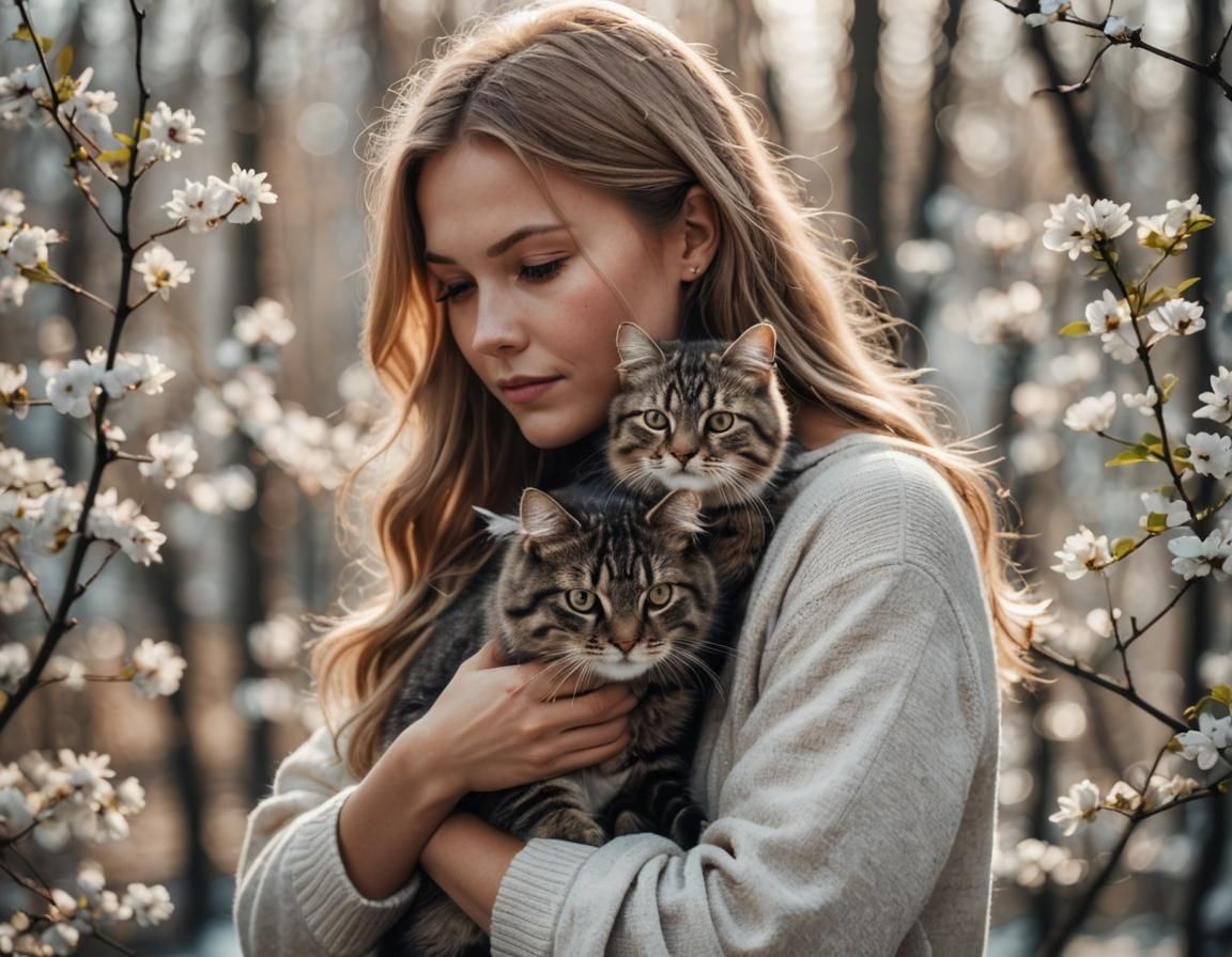 Beautiful Scandinavian Woman with Cat: Professional Photogra...