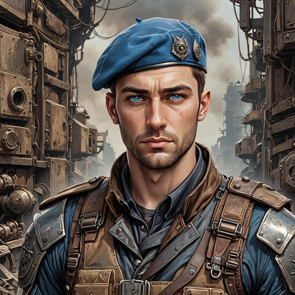 Post-Apocalyptic Squad Leader in Dieselpunk Comic Art