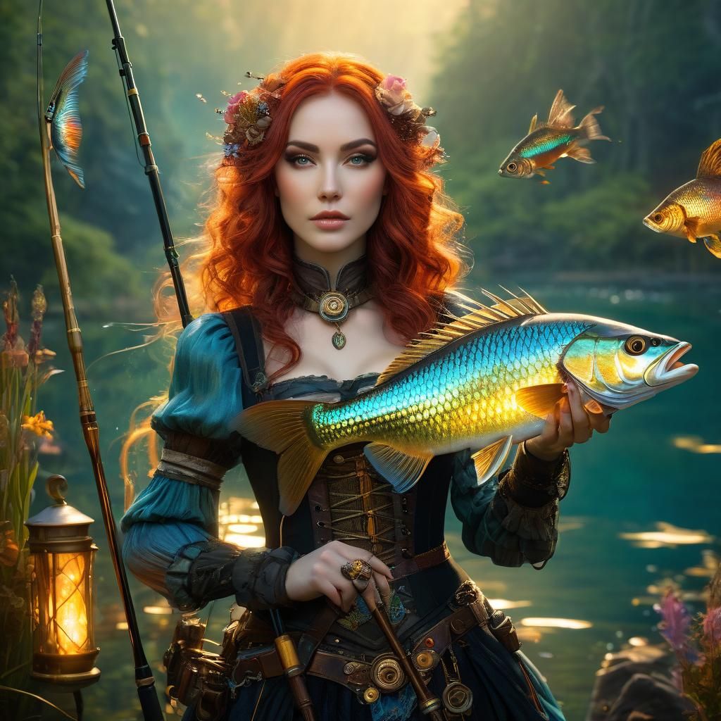 Enchanted Fisherman Portrait in Whimsical Fantasy Art