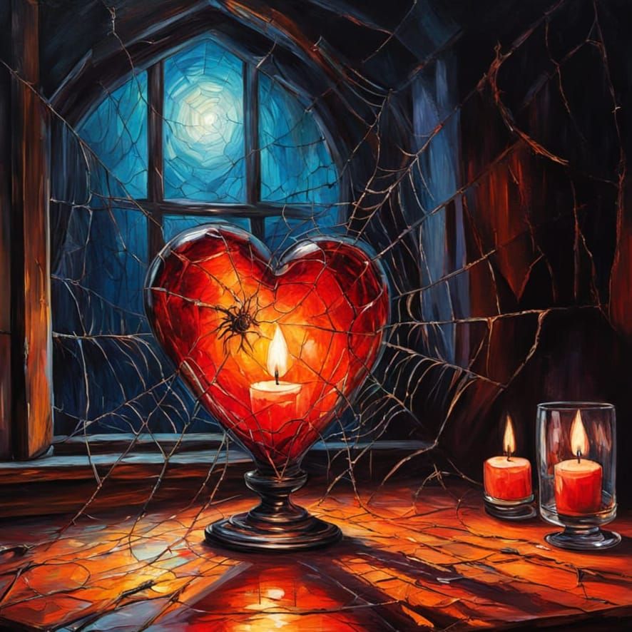 Gothic Halloween Living Room with Glowing Heart