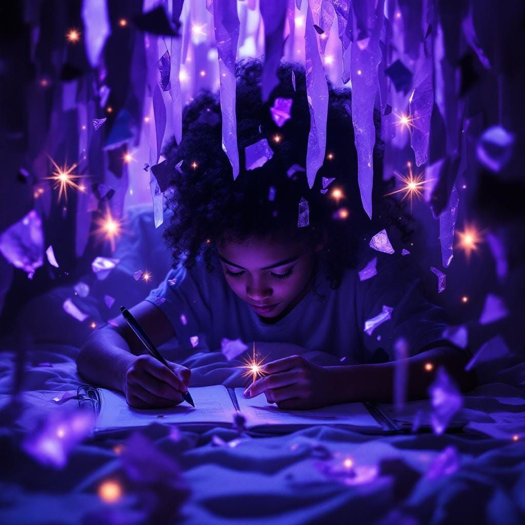 Child's Homework: Crystalline Shards in Surreal Style