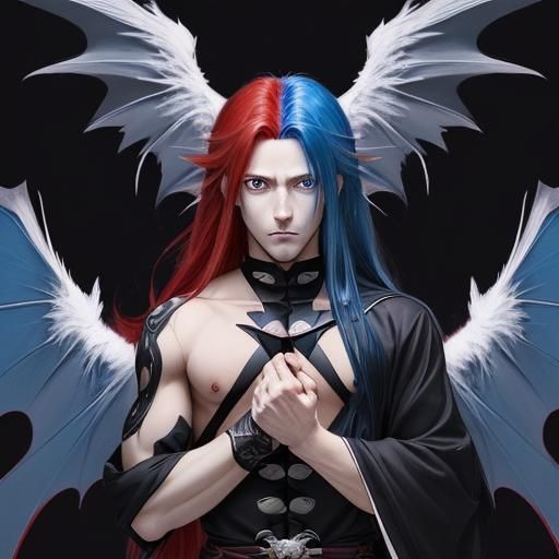 Anime-Style Demon Angel Fusion with Hazel Eyes