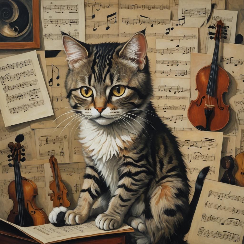 musical tabby beethoven cat
