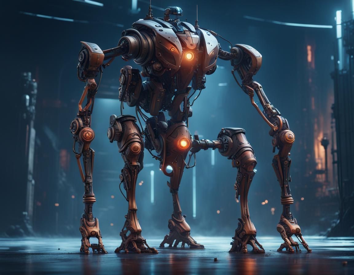 Cyborg with Robotic Leg: Detailed Matte Painting