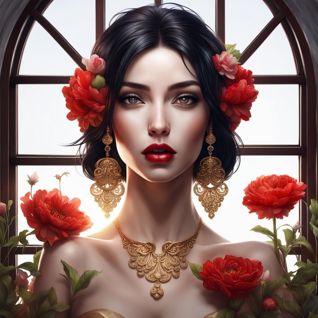 Goddess Portrait in Hyperrealistic Splash Art Style