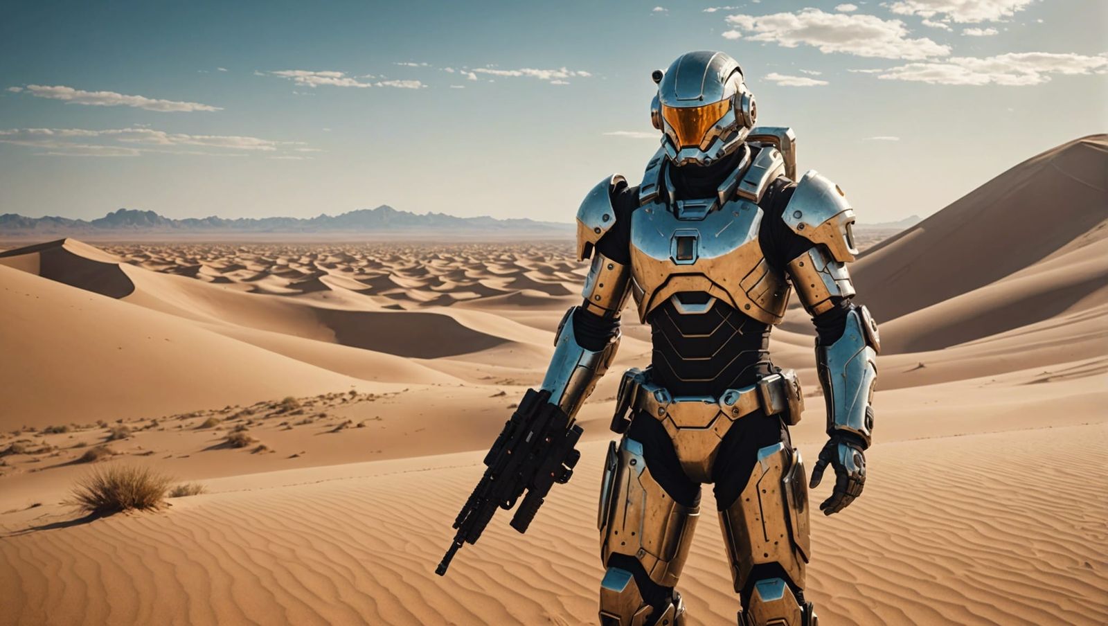 Cyborg Soldier on Desert Planet: Hyperdetailed Fantasy Art
