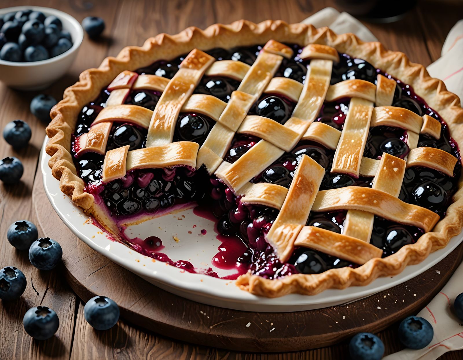 Fresh Finnish Blueberry Pie in Retro-Modern Photo