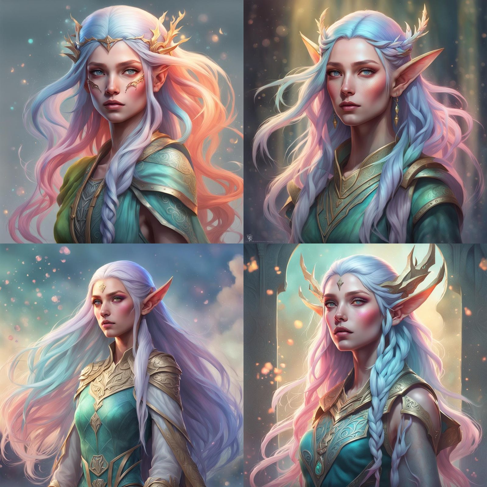 Beautiful Elf Woman Portrait in Detailed Fantasy Style