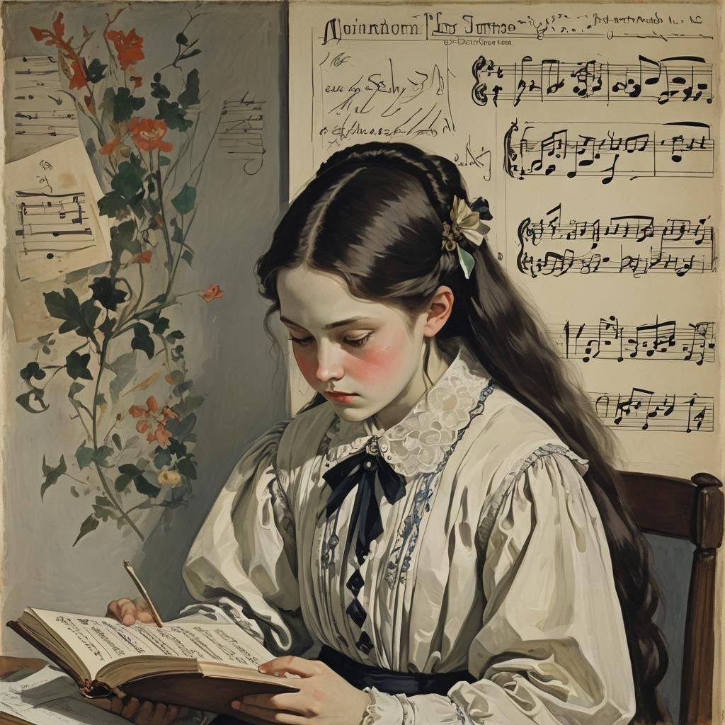 Vampire Girl Reads Music: Classical Portrait