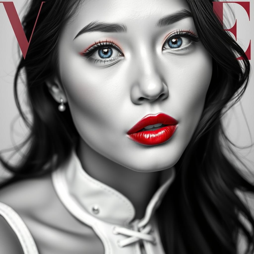 Sensual Chinese Woman in Corset Magazine Cover