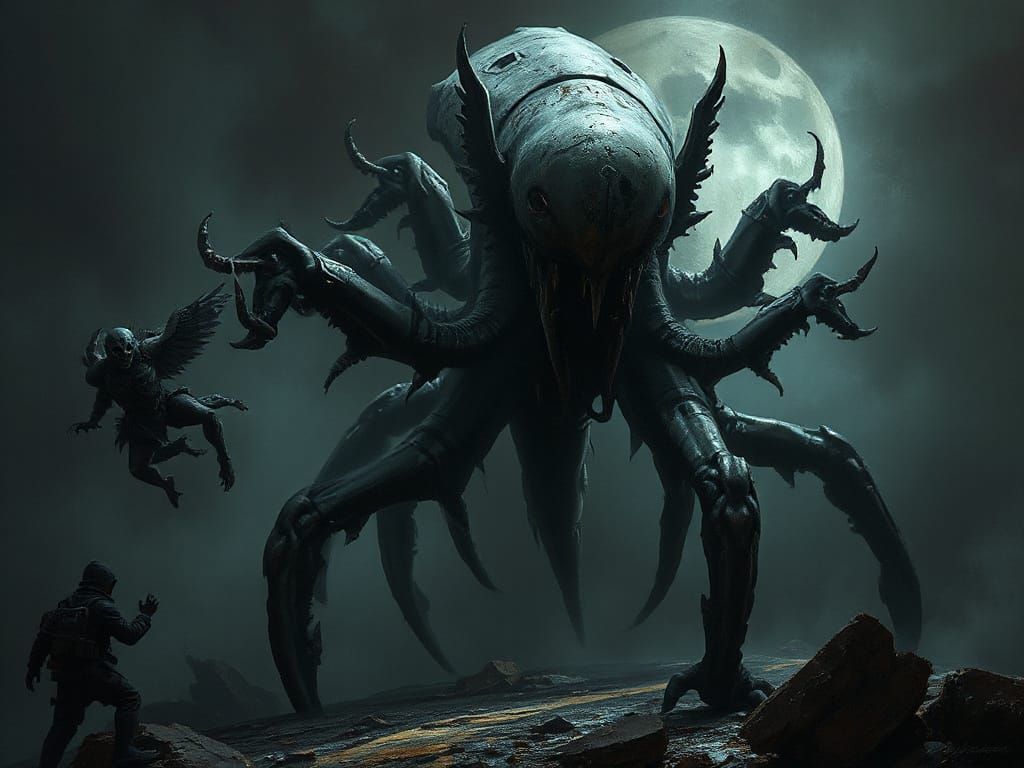 Ominous Biomechanical Scene in Giger Style