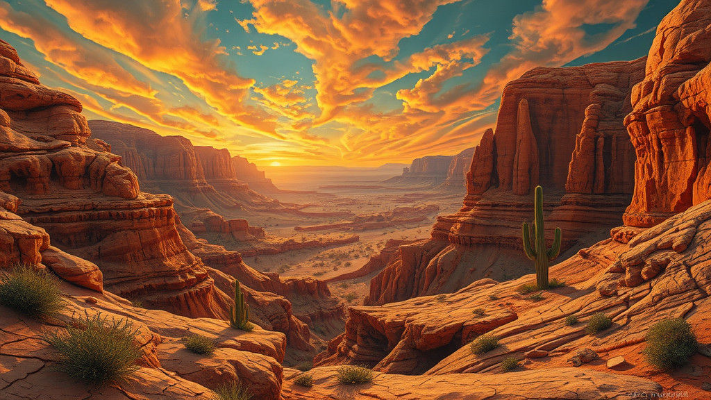 Mystical Desert Landscape in Surrealist Style