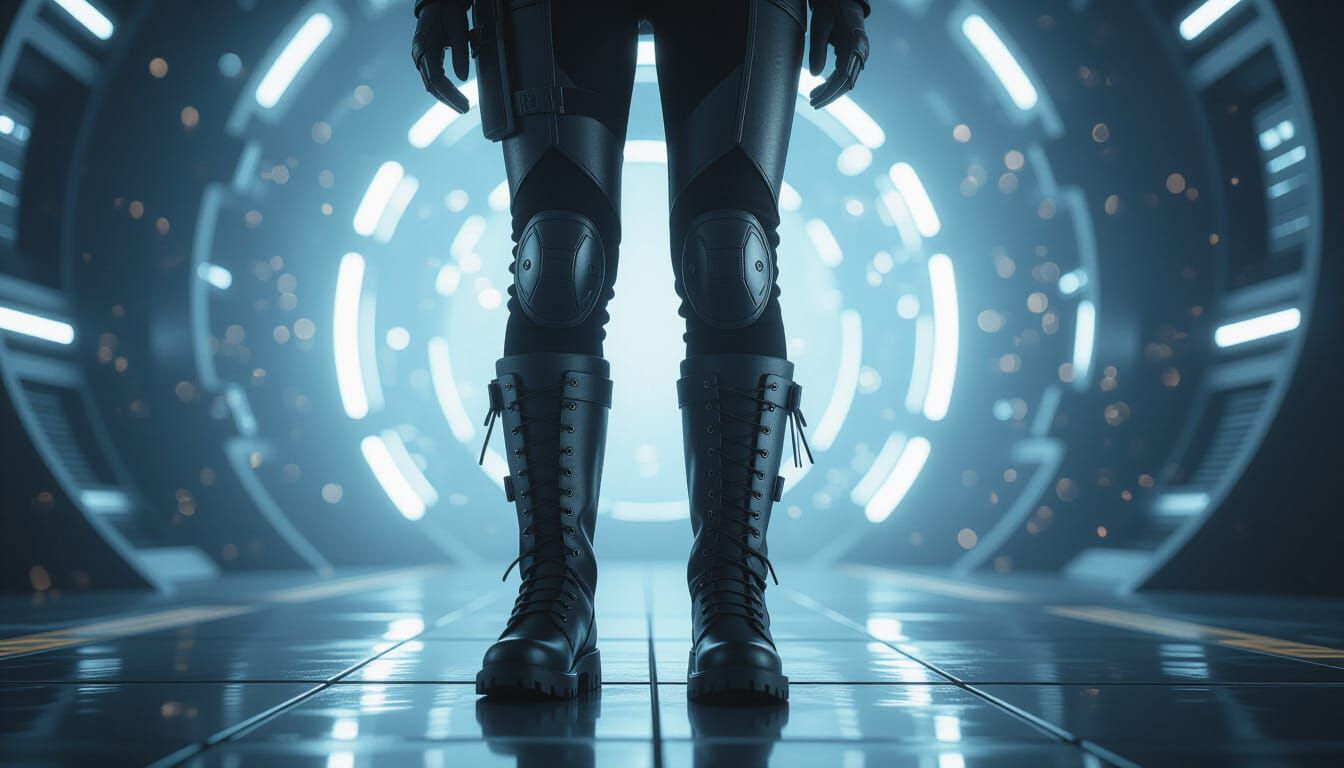 cinematic full-body portrait of a futuristic female explorer...