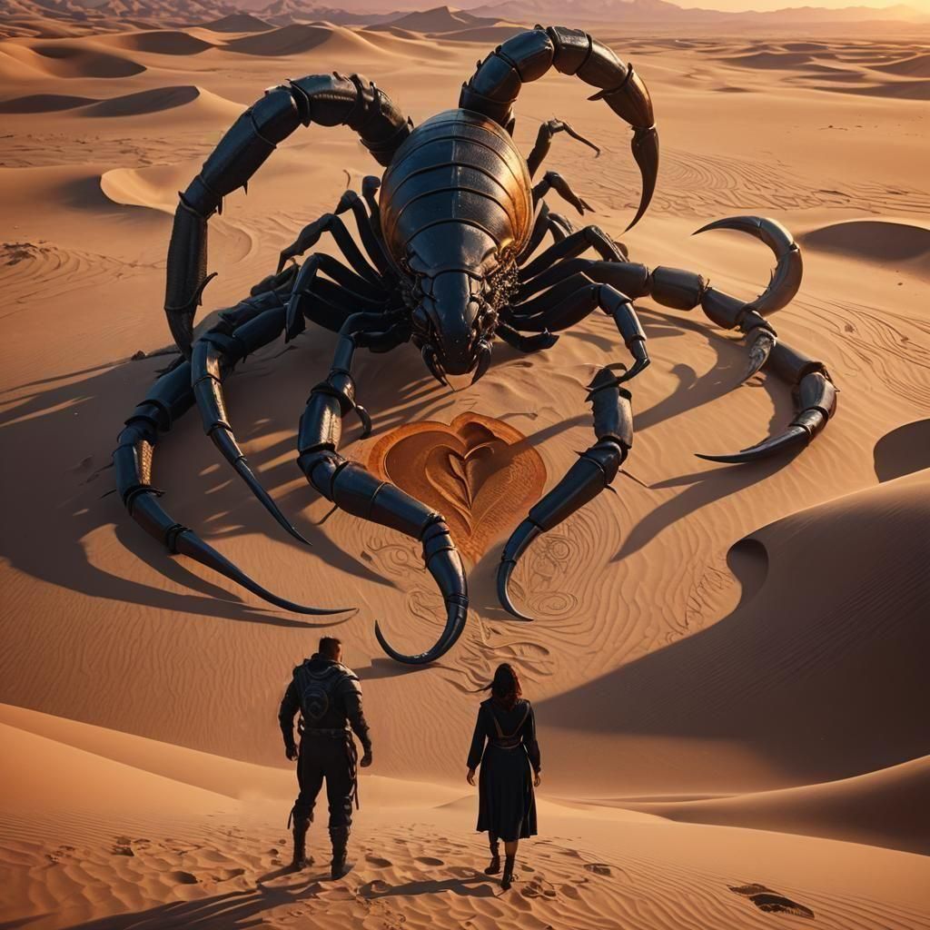 Gigantic Black Scorpion Emerges from Desert Sands