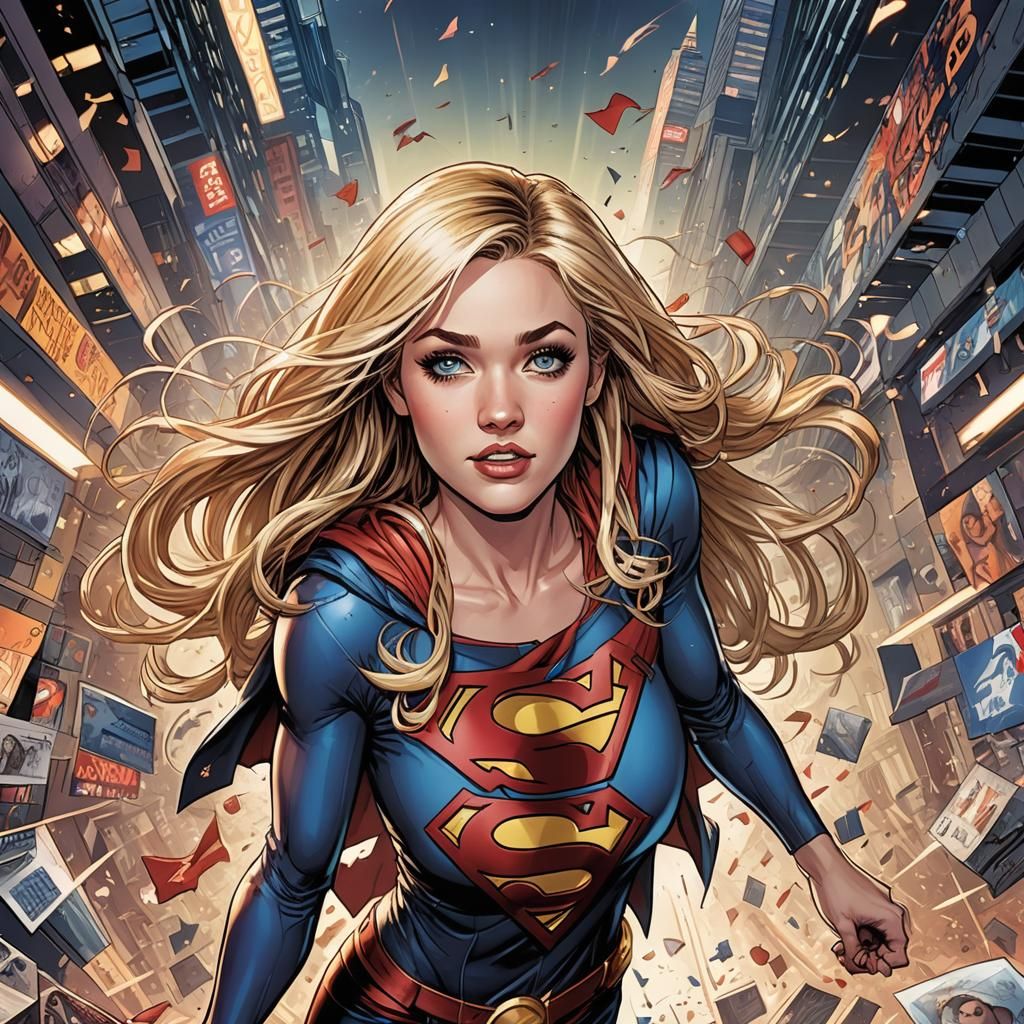 Supergirl in Modern Comic Book Art Style