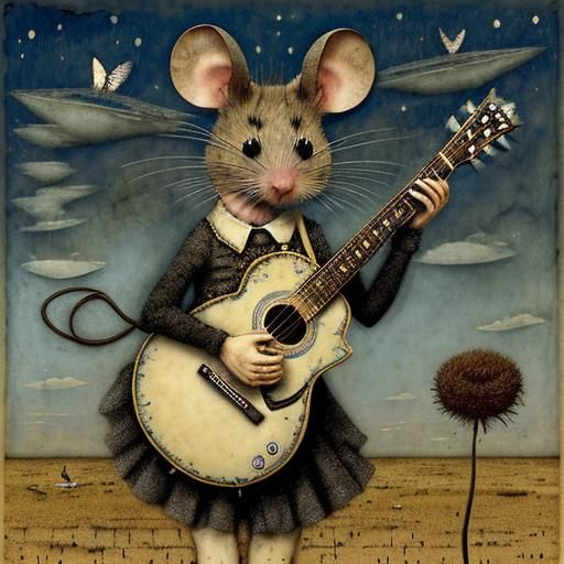 Mouse Plays Guitar with Intricate Details