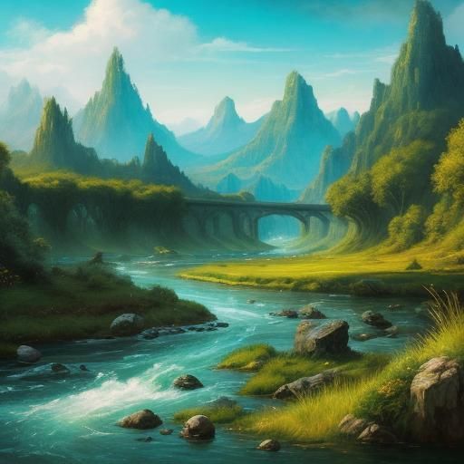 Fantasy River Landscape: A Vision of Wonder