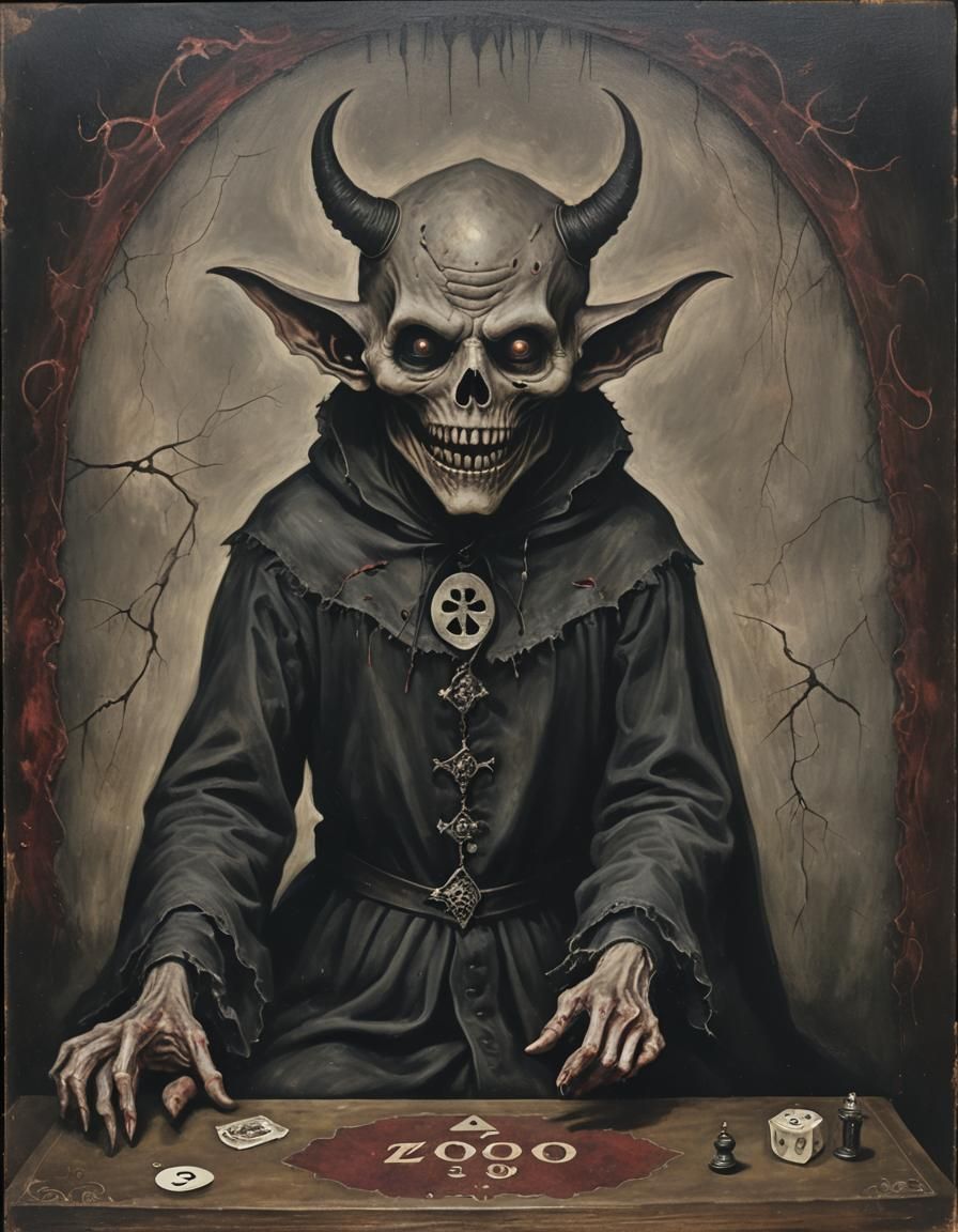 Zozo Demon in Haunted Vintage Oil Painting