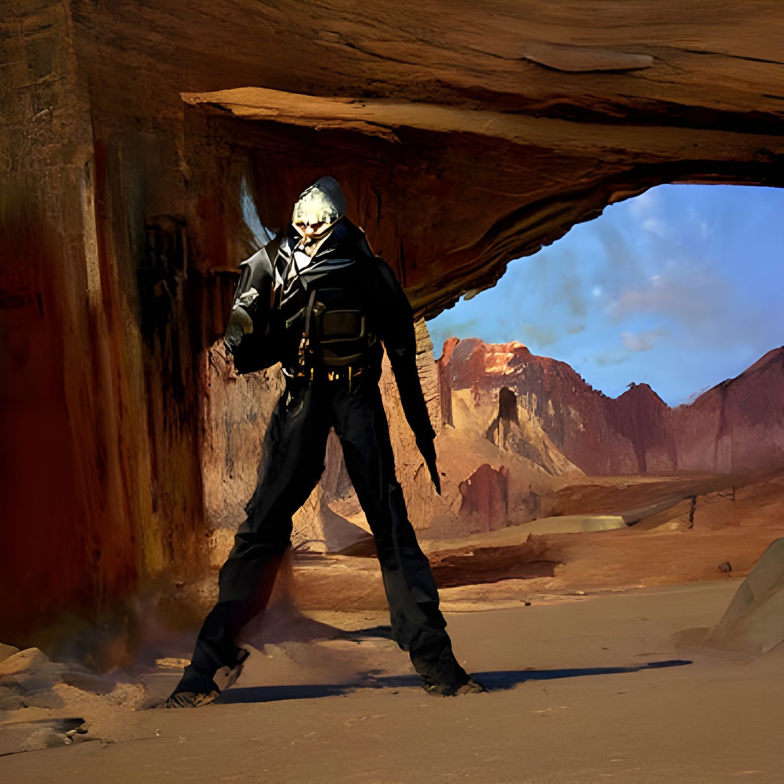 Sinister Gunslinger in Desert Landscape, Fantasy Art