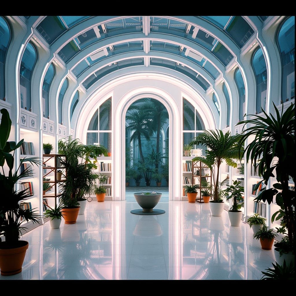 A Futuristic Library in Cinematic Brilliance