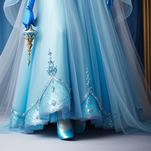 Princess Peach in Blue Gown Fantasy Illustration