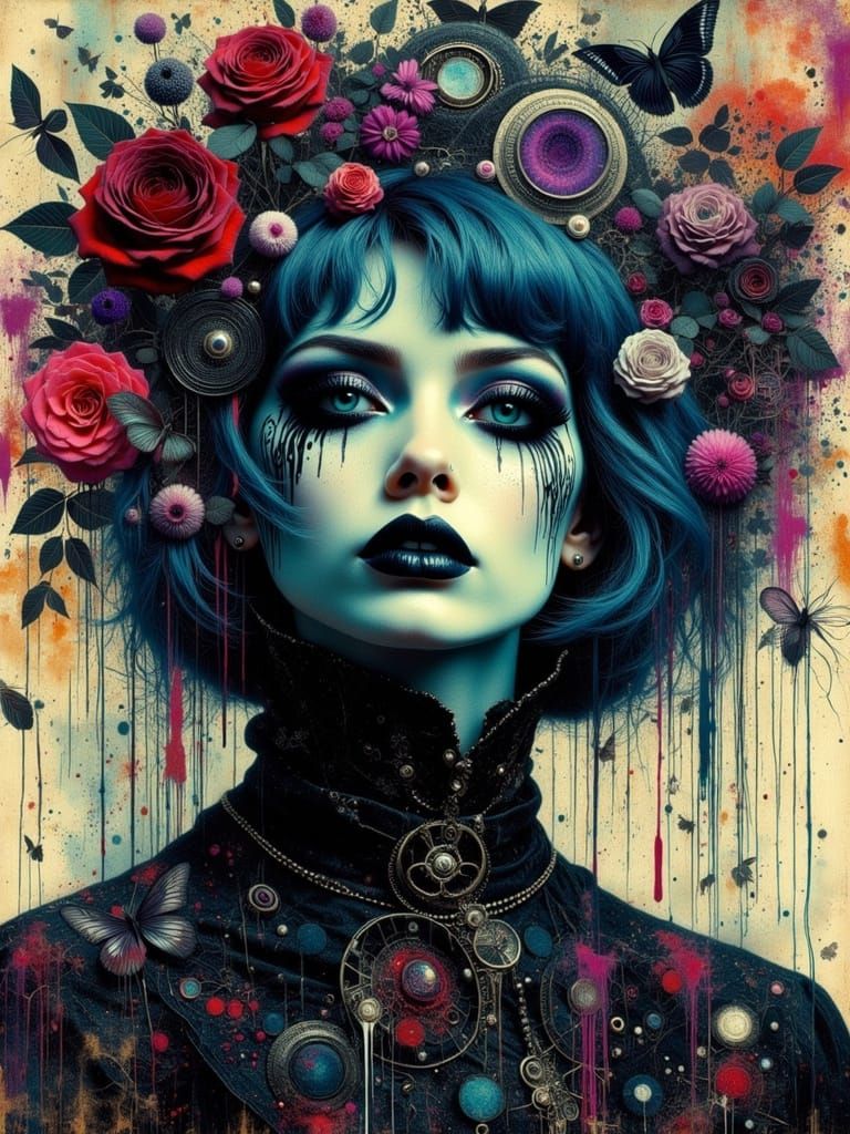 Gothic Abstract Portrait in Romantic Goth Punk Style