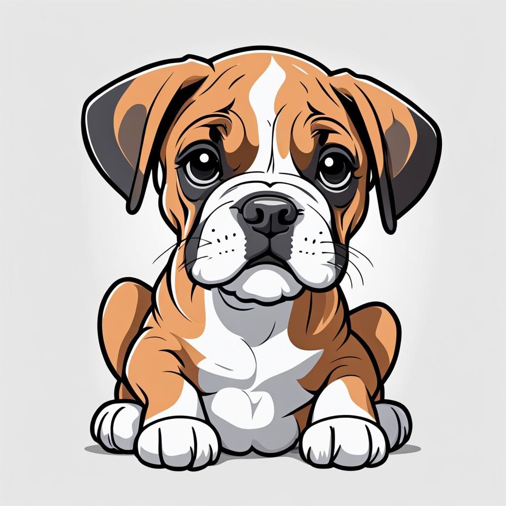Cute Boxer Puppy in Kawaii Vector Style