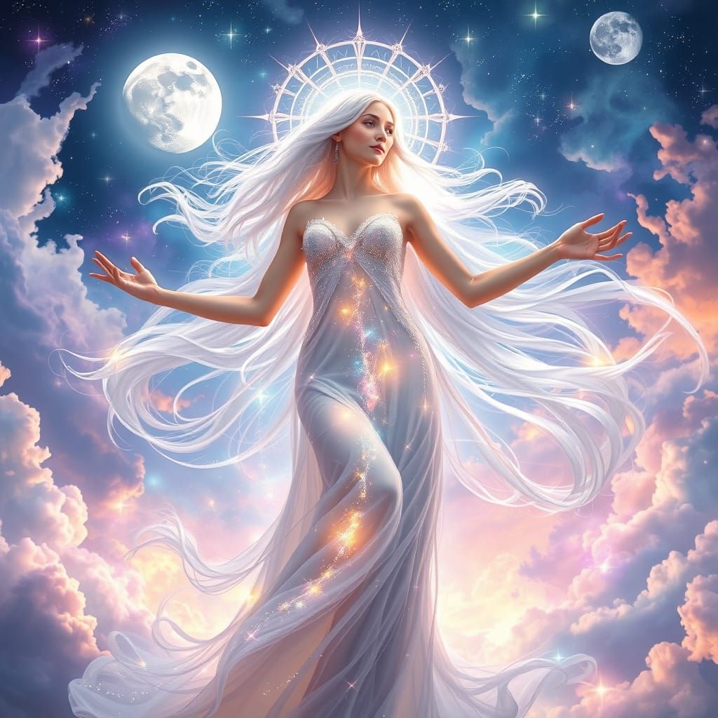 Celestial Goddess Dances in Radiant Light