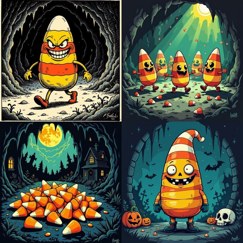 Candy Corn Character in Tim Burton Style
