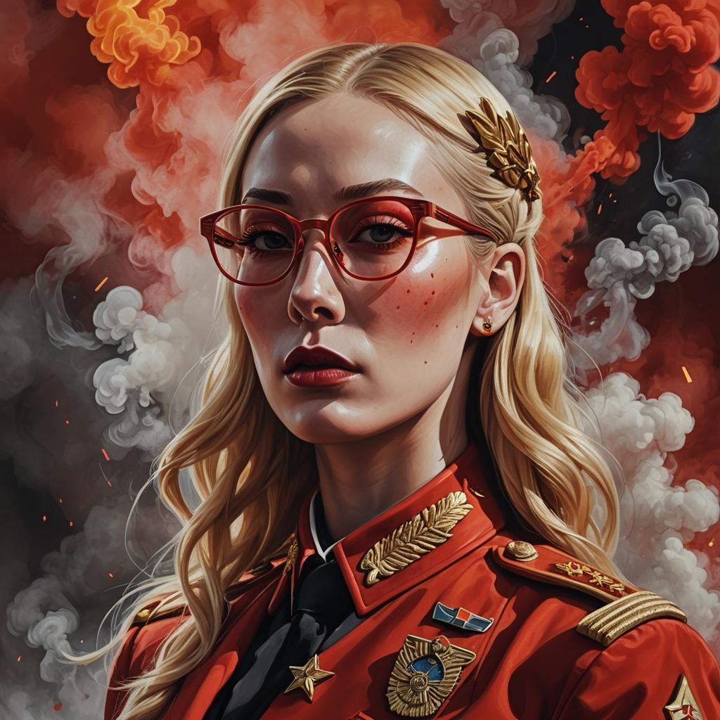 Glamorous Army Commander Portrait in Hyperrealistic Style