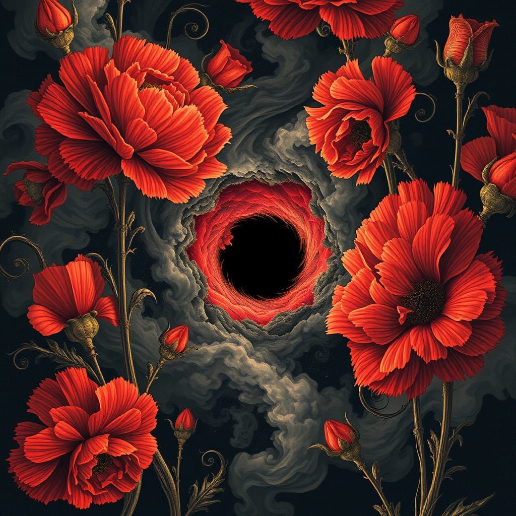 Cosmic Carnation: A Baroque Floral Nightmare