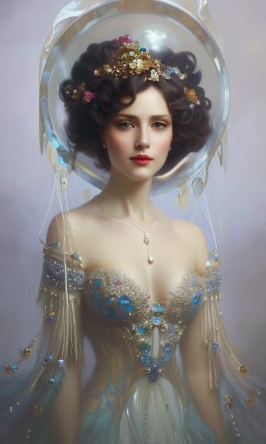 Rococo Pearl-Adorned Lady: Hyperdetailed Concept Art