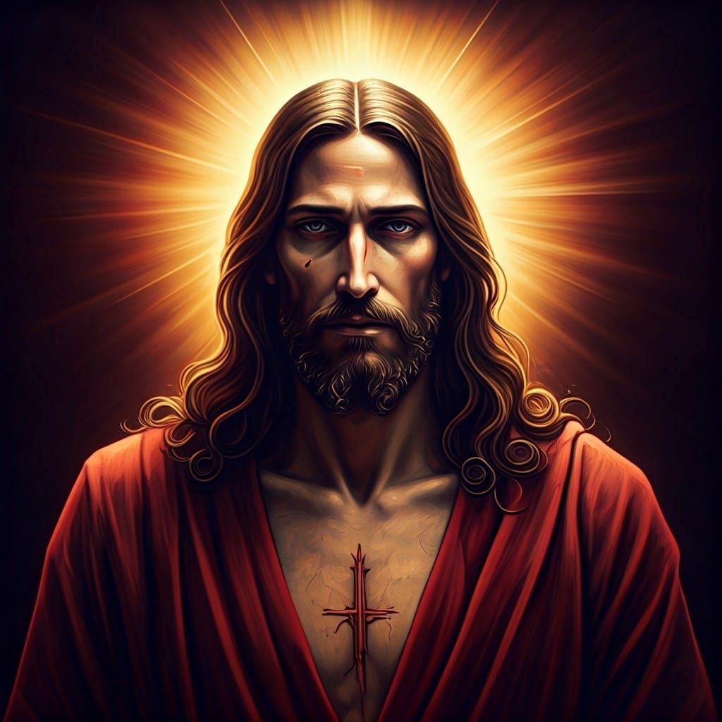 Jesus in Steampunk Ink Painting Style