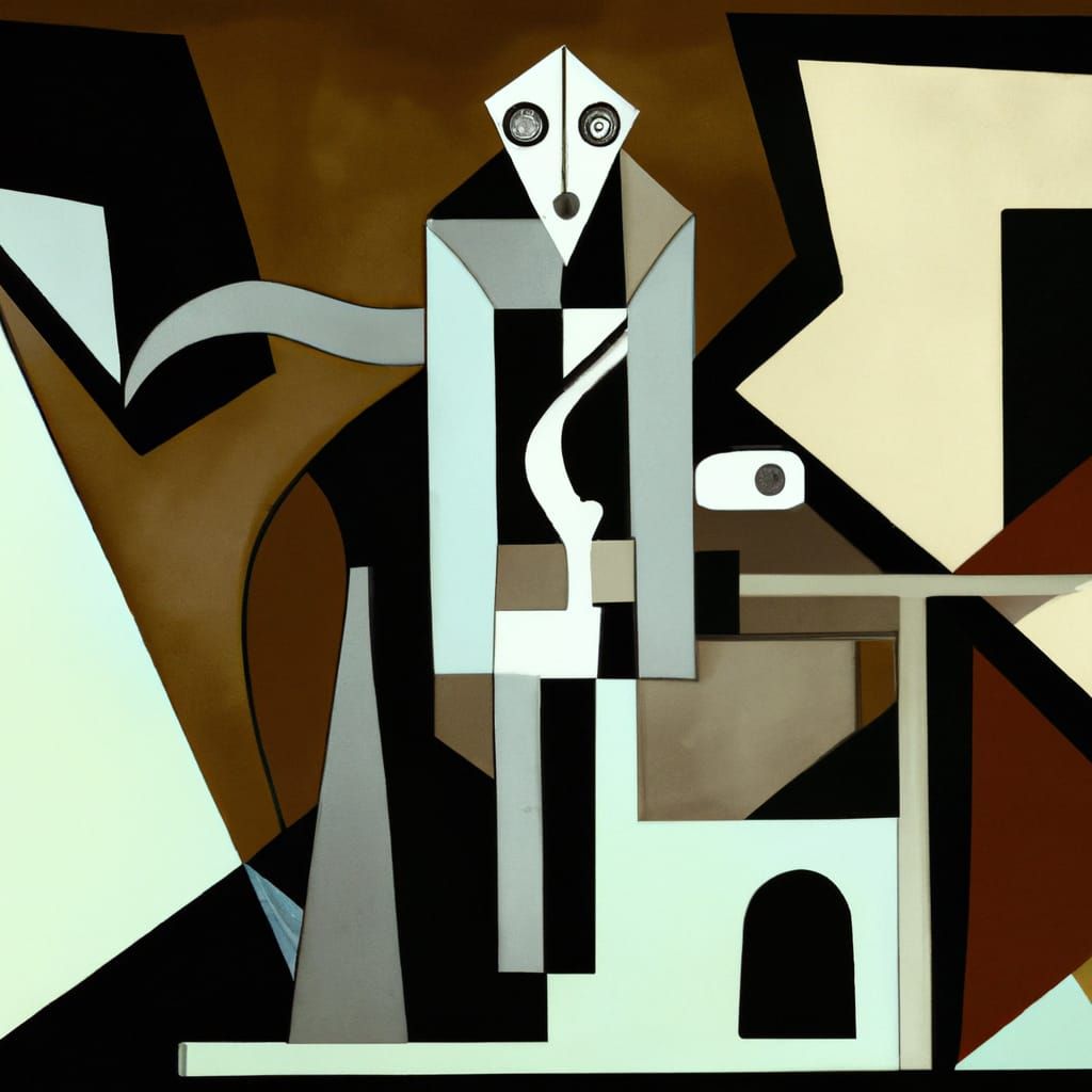 Dystopian Silhouette: Abstract Cubism Meets Surrealism