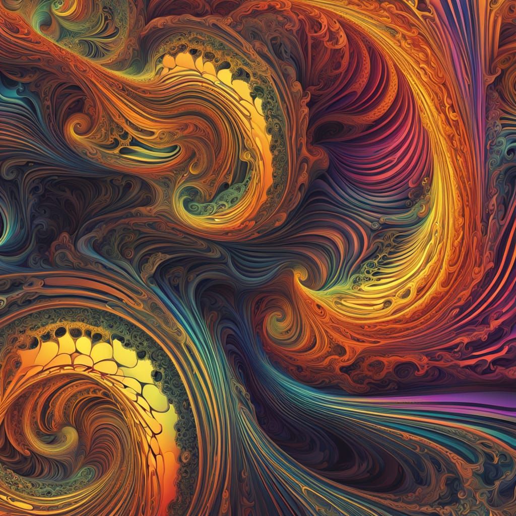 Abstract Fractal Wave Function with Psychedelic Colors