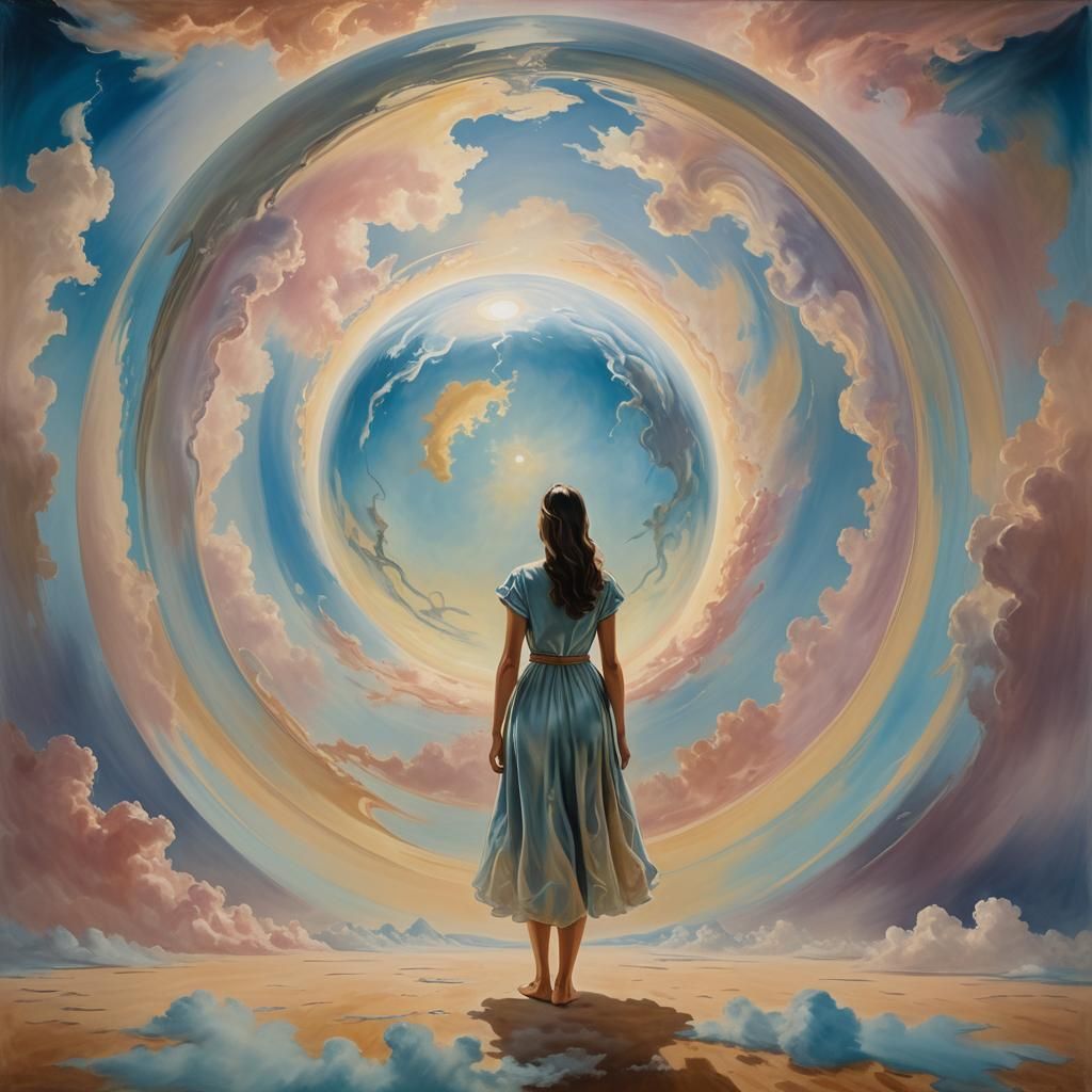 Mystical Orb: Surreal Portrait in Oil Painting Style