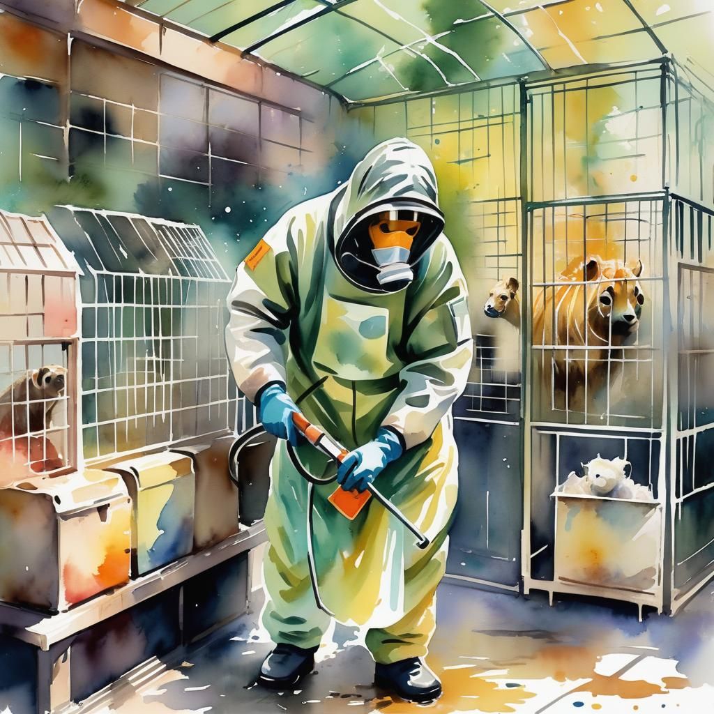 Hazmat Cleaner in Watercolor at the Zoo