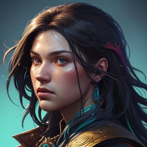 Hyperrealistic Portrait with Dramatic Lighting and Color