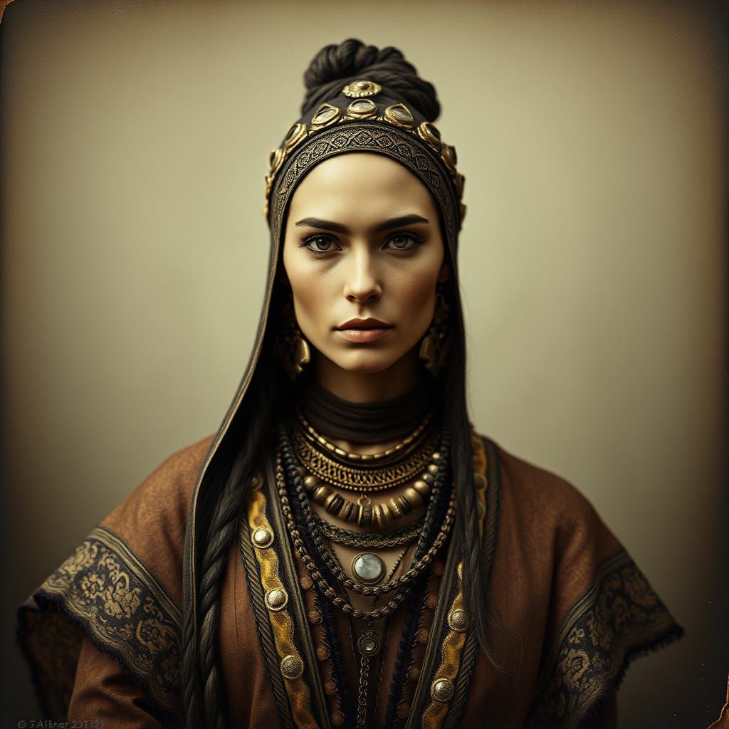 Visionary Woman in Earthy, Moody Portrait