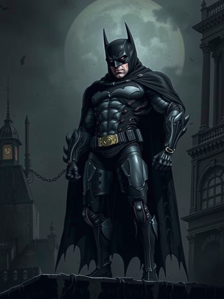 Biomechanical Batman Dominates Haunting Gotham Rooftop