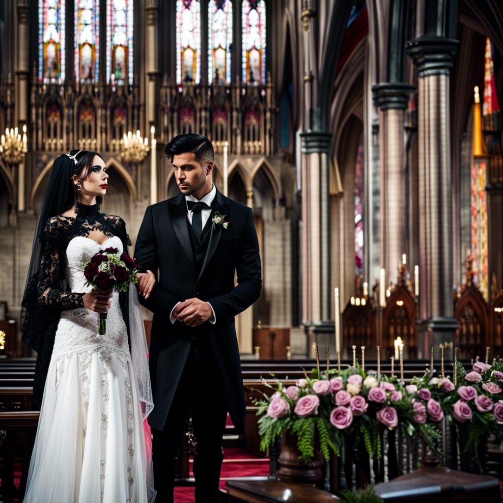 Goth Wedding in a Gothic Cathedral