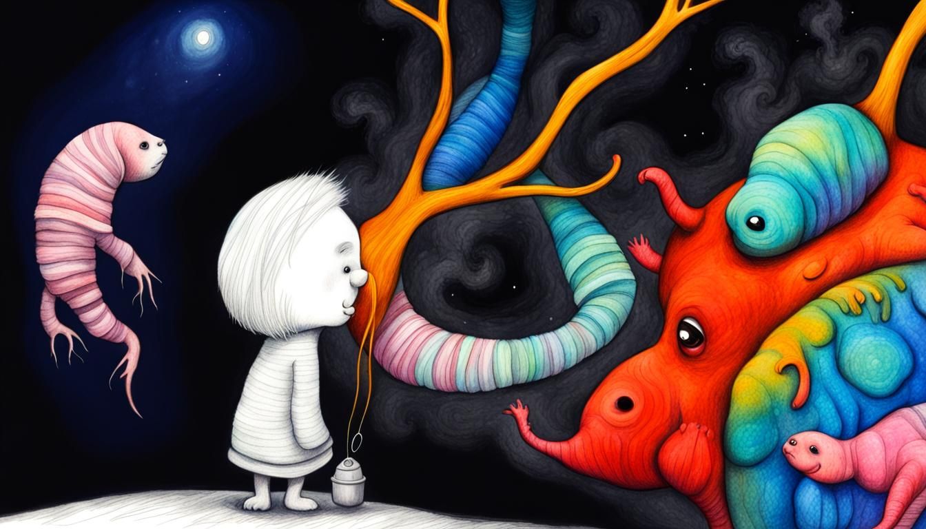 Tardigrade's Struggle: A Colorful Storybook Illustration