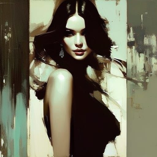 Beautiful Woman's Portrait in Urban Sketching Style