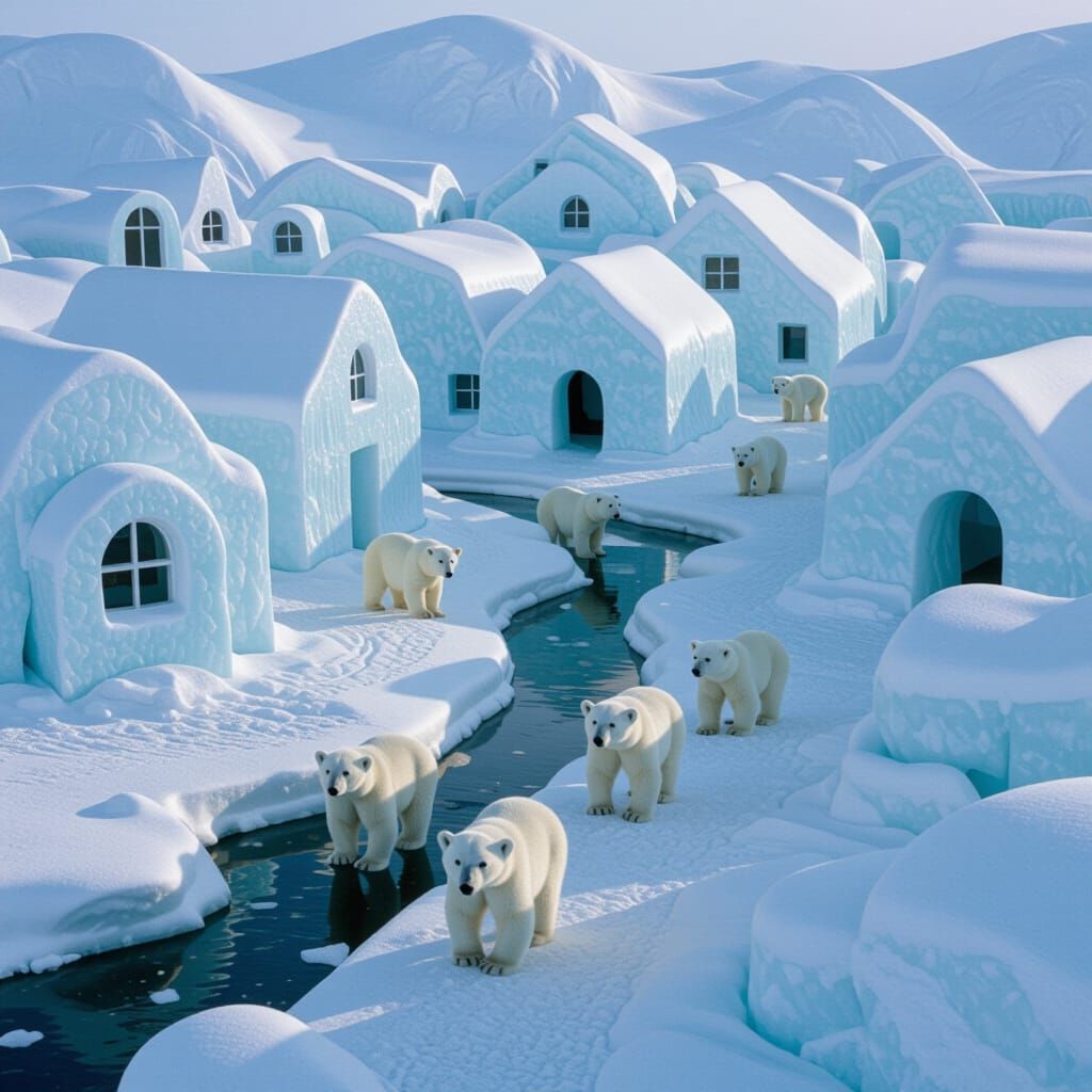 Polar Bear Village in Ice