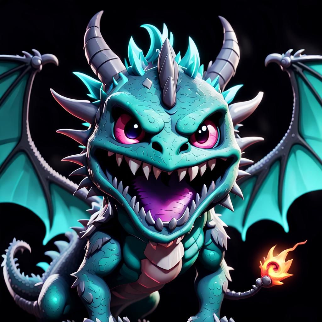 Cartoon Dragon Mobile Wallpaper in Shock Art Style