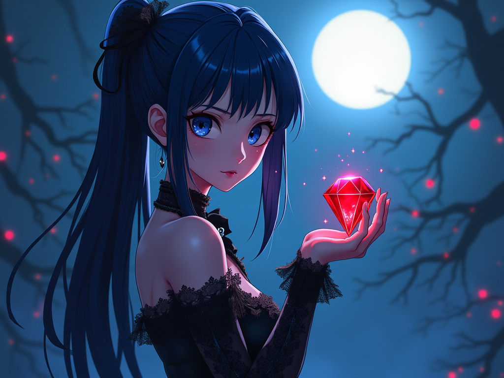 Anime Vampire Girl with Diamond, Studio Trigger Style