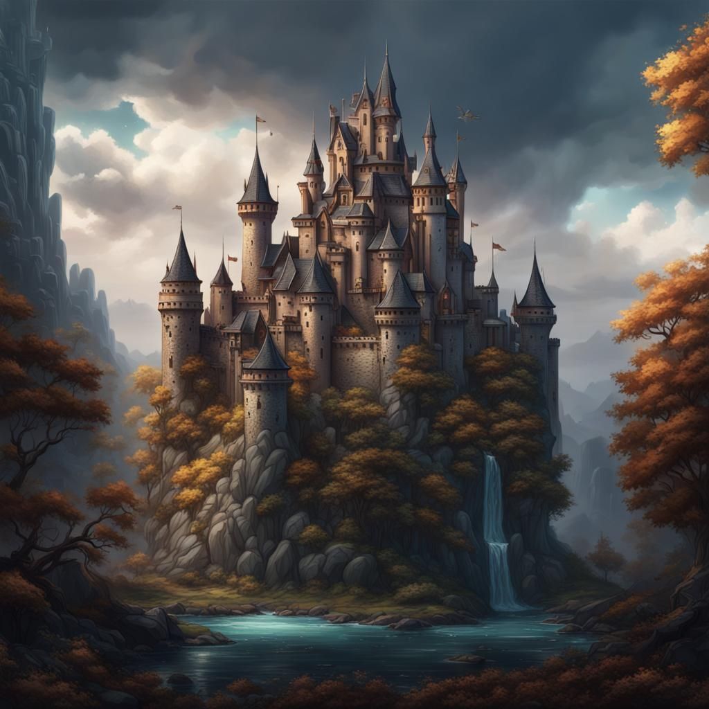 Fantastical Castle Concept Art in Detailed Matte Painting
