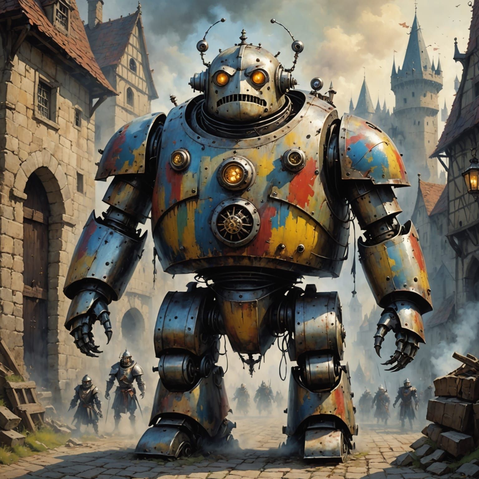 Fat Medieval Robot in Vibrant Times