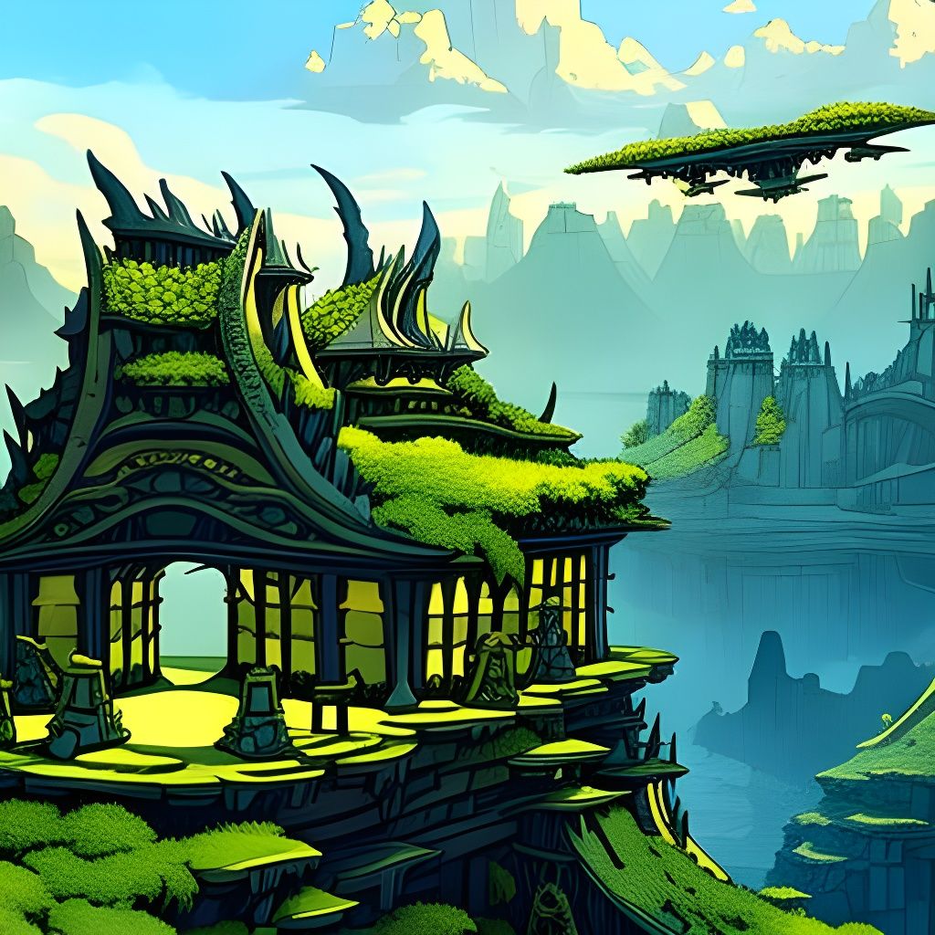 Futuristic Overgrown New York City in the Sky